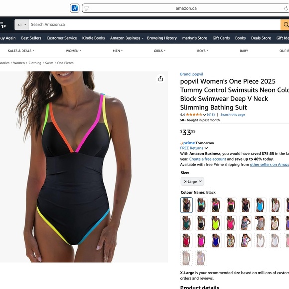 Women's One Piece Swimsuits Neon Color Block Swimwear V Neck Bathing Suit (NEW) - Picture 1 of 8